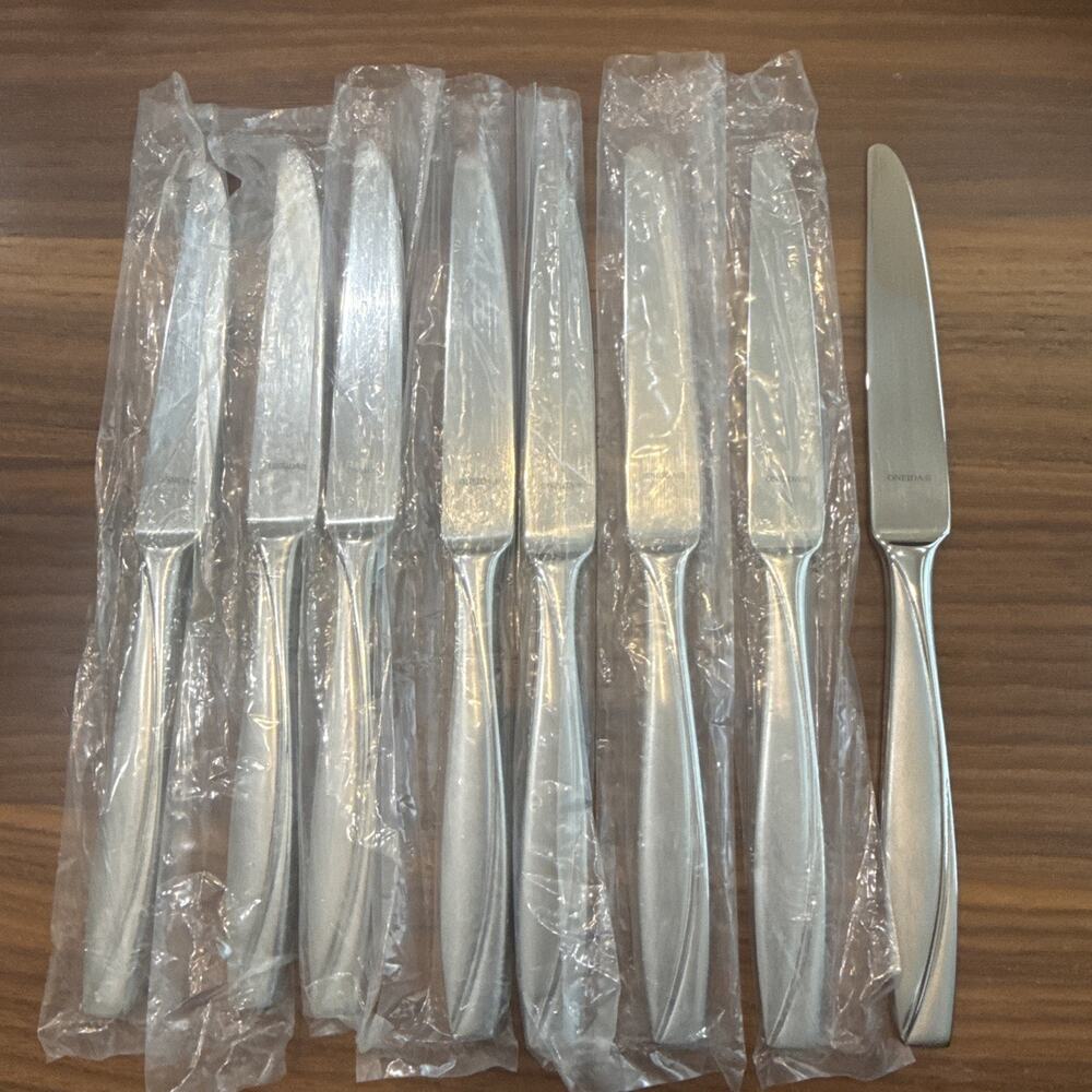 Oneida Camlynn Cleo Frosted Dinner Knives Stainless Flatware 9.5 in Set of 8